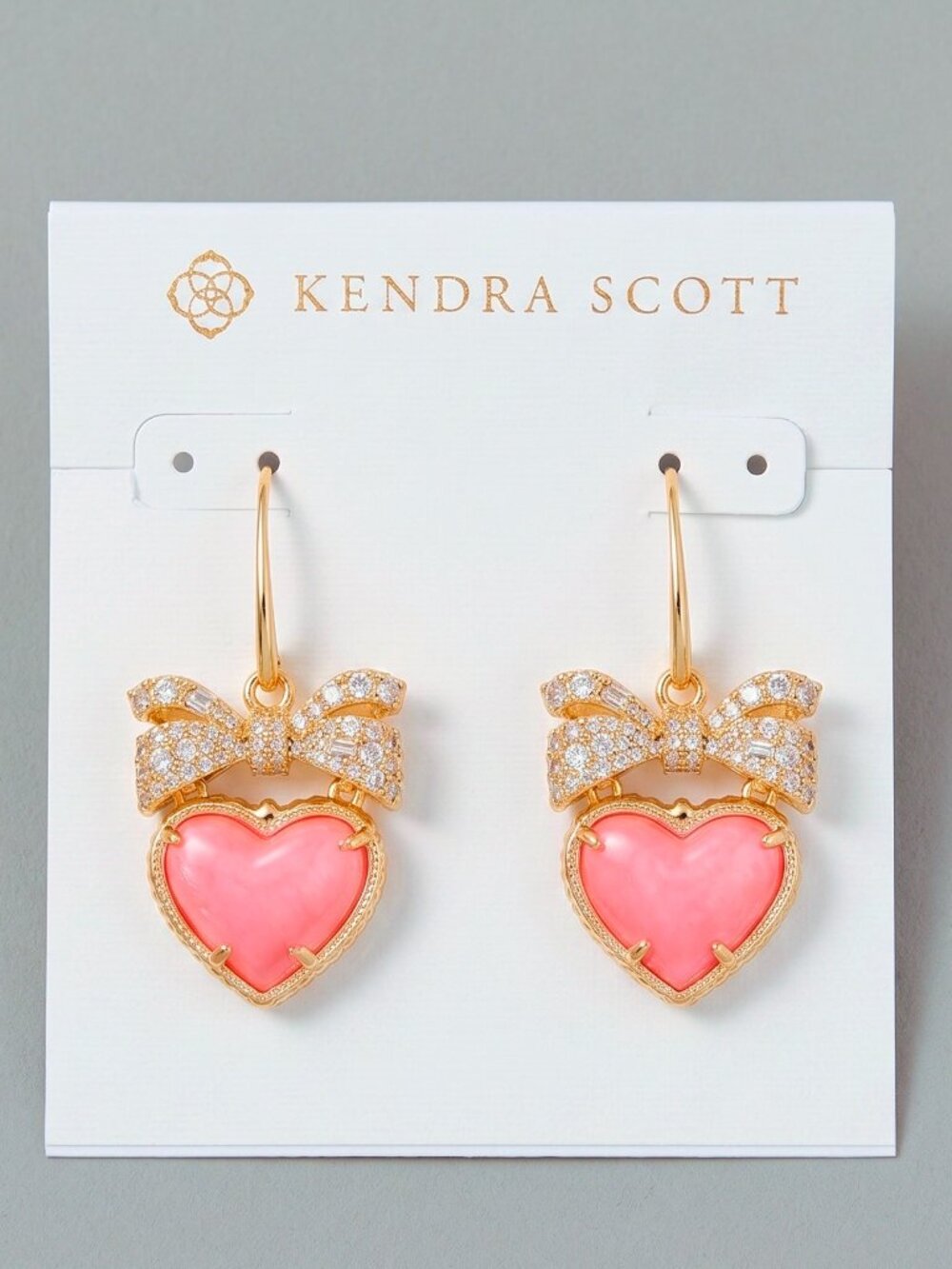 Kendra Scott Haisley Heart Gold Drop Earrings in Blush Mother-of-Pearl